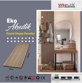 Resim Winflex Eko Keçeli Akustik Ahşap Paneli Safir Meş 50x240cm . 