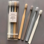 Resim 4 Adet Macaron Yumuşak Kıllı Mikrofiber Bambu Kömürü Saplı Diş Fırçası, Hassas Dişler ve Diş Eti İçin Nazik, Kompakt Küçük Başlık Derin Temizlik için - Seyahat, Ev, Otel Kullanımı, Minimalist Diş Fırçası, Dayanıklı Sap, Tek Kullanımlık Diş Fırçası, Aile Diş Bakımı 