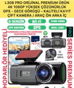 Resim Besonders L308 PRO SERİ 1080P 4K Full HD Çift Kamera Wifi GPS Gsensör Gece Görüş Araç İçi Ön Arka Kayıt Kamera 