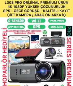 Resim Besonders L308 PRO SERİ 1080P 4K Full HD Çift Kamera Wifi GPS Gsensör Gece Görüş Araç İçi Ön Arka Kayıt Kamera 