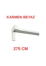 Resim Karmen Ahşap Başlıklı İki Kanallı Dekoratif Ray Beyaz 275 Cm Beyaz 