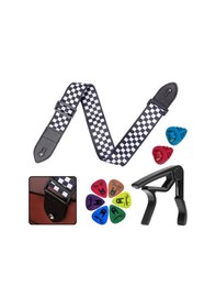 Resim Midex Sr-11wb-pak Desenli Gitar Omuz Askısı Metal Capo 2 Pena Kutusu 6 Pena 