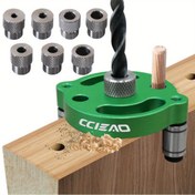Resim CCIEAO Alüminyum Kendinden Merkezlemeli Dübelleme Jig Seti, 3-10mm Matkap Kılavuzu, Bisküvi Birleştirici, Ahşap Panel Delik Delme Konumlandırıcı, Düz Delik Ahşap İşleme Ek Bağlantı Aracı, Elektrik veya Pil Gerektirmez 