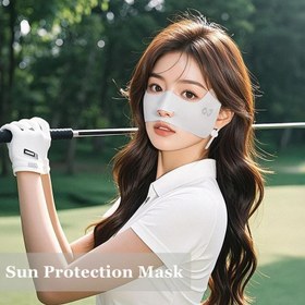 Resim Yazlık Maske Serinletici Nefes Alabilen Yüz Eşarp Göz Yama Ayarlanabilir Spor Göz Koruma Maskesi Bisiklet Koşu Golf Yüz Maskesi Kadınlar İçin Yaz Modası Yarım Yüz Maskesi 