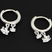 Resim Papatya Silver 925 Ayar Gümüş Rodyum Kaplama Lotus Figürlü Halka Kadın Küpe 