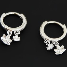 Resim Papatya Silver 925 Ayar Gümüş Rodyum Kaplama Lotus Figürlü Halka Kadın Küpe 