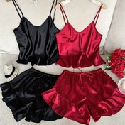 Resim Kadınlar için V yaka volanlı şortlu pijama takımı, 4 parça 