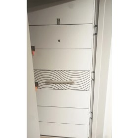 Resim Beyaz Renk Statik Kasalı Desenli Düz Model Daire Kapısı, Çelik Kapı, Villa Kapısı 