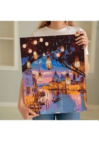 Resim Sayılarla Boyama Seti 40 X 50 Cm Tuval Şasesine Gerili Akşam Manzarası 