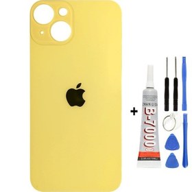 Resim Apple Uyumlu iPhone , , 14 Arka Kapak Cam +yapıştırıcı B700 + Tamir Seti - Sarı Sarı 