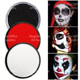 Resim 30g Profesyonel Su Bazlı Makyaj Boyası - Kalın Kapatıcılık, Uzun Ömürlü Yüksek Kalite - Halloween, Cosplay, Gotik, Palyaço, Vampir - Yüz Boyama ve Vücut Sanatı İçin - Yetişkinler & Tiyatro Kullanımı (Kırmızı, Siyah, Beyaz), Canlı Pigmentler, Yüksek Pigment Formülü, Cosplay Tutkunları için En İyi Seçim, Noel İçin 