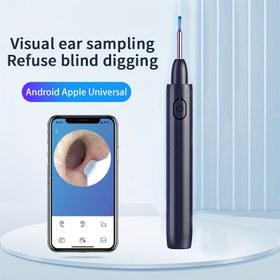 Resim HD kamera, ışık ve 6 kulak kaşığı içeren kulak kir temizleme seti, USB şarj edilebilir lityum pil kulak temizleyici, plastik ve silikon yapı 