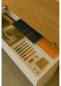 Resim Yeni Nesil Genç Odası Çalışma Masası Mdf Ergonomik Tasarım Kitaplıklı Ve Kapaklı Model Beyaz 