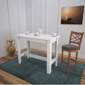 Resim PASİFİC HOME Barra Bar Masası Yüksek Yemek Masası, Parlak Beyaz, 120x60 