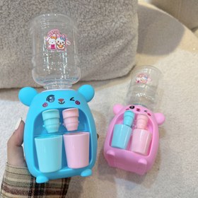 Resim Sevimli Tavşan Çocuklar için Simüle Edilmiş İçme Çeşmesi Mini Çift Çıkışlı İçecek Makinesi Oyuncak Süt Üreticisi Oyun Oynamak İçin 
