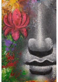Resim Renkli Lotus Ve Buda Yüzü Modern Tuval Tablo-119 