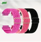 Resim Sunshine022 3'lü Fitbit Uyumlu Nylon Kayış - Versa 1/2 İçin Siyah + Ejder Meyveli + Nar 