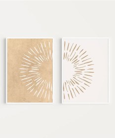 Resim Çerçevesiz Poster Rustik Doku Ve Soyut Çizgi 2'li 