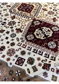 Resim Asaryün Halı Ipek H4320ac Krem Ipeksi Geleneksel Renkli Göbekli Klasik Desen Salon Halısı Modern Renkli 