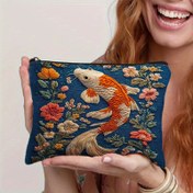Resim 1 Adet Hafif Fermuarlı Kozmetik Çantası 8x10 inç/20x25 cm, Mavi Çiçek ve Bitki Desenli Yaz Temalı dcb6ad5-aaaa-e8-aa-a569ca5dB, Seyahat ve Günlük Kullanım İçin Astarlı, Arkadaşlar İçin Harika Bir Hediye. SY32001240 