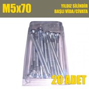 Resim M5x70 Yıldız Silindir Başlı (YSB) Vida/Civata 20li Paket Aynı Gün Kargo - Faturalı