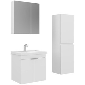 Resim Orka Desna 60 Cm Mat Beyaz Banyo Dolabı Takımı Ve Boy Dolabı Beyaz 