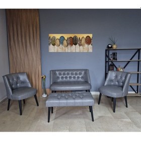 Resim Azra Mobilya Deri Çay Seti Koltuk Takımı+puf Oturma Grubu Cafe Mobilya Ofis-büro Mobilya Balkon Mobilya Gri 