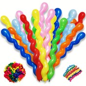 Resim 100 adet Karışık Renkli Spiral Darbeli Uzun Şerit Balonlar, Elektrikli Emülsiyon, Düğün, Doğum Günü, Mezuniyet, Yaz Partisi, Karnaval, Sınıf, Çeşitli Festival Süslemeleri için 