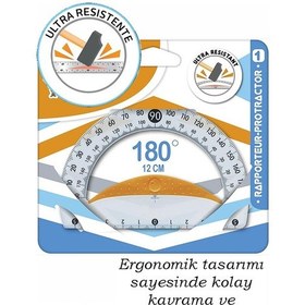 Resim Dayanıklı Açı Ölçer 12 Cm 1 Adet Plastik İletki Şeffaf Geometri Matematik Çizim Ölçme Seti Okul Ders 