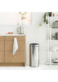Resim Brabantia Çöp Kutusu 30 Lt Touch Bın New Dokunmatik Parlak Çelik Siyah 