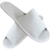 Resim 400 Çift Spa Terliği Önü Açık Kaymaz Tabanlı Biyesiz Beyaz Otel Terliği Tek Kullanımlık Kullan At Beyaz 