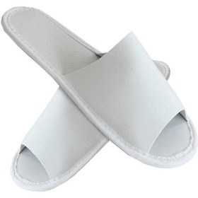 Resim 400 Çift Spa Terliği Önü Açık Kaymaz Tabanlı Biyesiz Beyaz Otel Terliği Tek Kullanımlık Kullan At Beyaz 