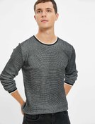 Resim Triko Kazak Bisiklet Yaka Dokulu Slim Fit Uzun Kollu 