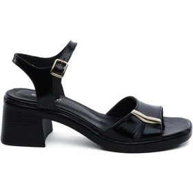 Resim Greyder 59244 Siyah Rugan Hakiki Deri Topuklu Kadın Sandalet-969 Siyah - Rugan 