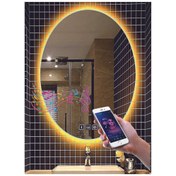 Resim DNR Mirror 73x93 Cm Bluetoothlu Buğu Yapmayan Dokunmatik Tuşlu Günışığı Ledli Elips Banyo Aynası 