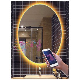 Resim DNR Mirror 50x70 Cm Bluetoothlu Buğu Yapmayan Dokunmatik Tuşlu Günışığı Ledli Elips Banyo Aynası 