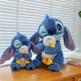 Resim 1 adet Stitch Peluş Oyuncak - Sevimli Mavi Stitch ve Tavşan Yavrucuğu Peluş, Yumuşak Sentetik İplik, Gençlerin Doğum Günü veya Noel Hediyesi için Mükemmel, Kawaii Dekorasyon (11,8/17,7 inç), Stitch Peluş Oyuncak 