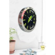 Resim Bahat Krom Çerçeveli Salon Ofis Duvar Saati 36 cm 