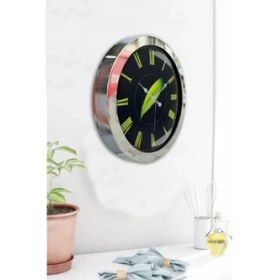 Resim Bahat Krom Çerçeveli Salon Ofis Duvar Saati 36 cm 