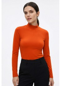 Resim Tommylife Oranj Balıkçı Yaka Basic Uzun Kollu Kadın Body - 97306 Turuncu 