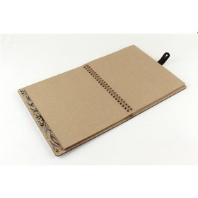 Resim Kişiye Özel Karakalem Fotoğraflı Ahşap Desenli Akordiyon Defter 