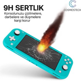 Resim Cosmostech Nintendo Switch Lite Uyumlu Temperli Kırılmaz Cam – 9h Sertlik, Çizilme Karşıtı, Parmak Izi Önleyici, Kolay Uygulama 
