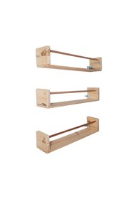 Resim Barış Dizayn Montessori Duvar Rafı Ahşap Kitaplık Bebek Odası Çocuk Odası Kitaplığı Mutfak Rafı Baharatlık (3LÜ) 