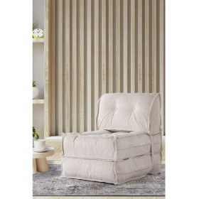 Resim Homedius Mocca Fitilli Kadife Tek Kişilik Katlanır Yatak Katlanır Koltuk-Krem 
