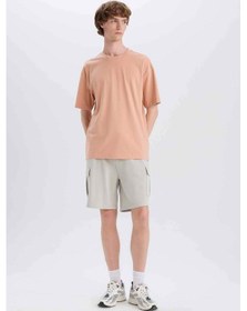 Resim DeFacto Regular Fit Beli Bağcıklı Kargo Cepli Şort D9494AX25SMGR503 