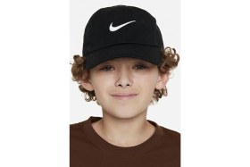 Resim Nike Club Kids Cap Black Çocuk Nakış Swoosh Şapka Siyah 