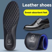 Resim Gerçek İnek Derisi Desenli Masajlı Nefes Alabilir Ayakkabı Tabanlıkları, Kalın Deniz Dalgası Taban Yüksek Esneklik Darbe Emici Her Mevsim Uygun Uniseks Koku Dirençli Ter Emici Aşınmaya Karşı Dayanıklı Kaymaz İç Tabanlar 