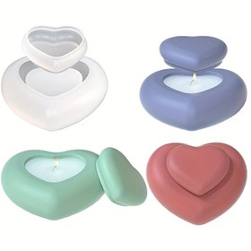 Resim DTOHO Kalp Şeklinde Silikon Mum Kavanoz Kalıpları Kapaklı - Çelik, Epoksi Reçine & Alçı Dökümü için Çok Boyutlu Yeniden Kullanılabilir DIY Kalıplar - El Sanatları Saklama Kutusu Tutucuları, Ev Dekorasyonu, Hediye Fikirleri 