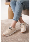 Resim D0112 Günlük Ortopedik Kadın Sneaker Spor Ayakkabı Bej 