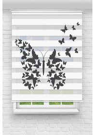 Resim Perdecizade Enxboy Siyah Kelebek Dijital Baskılı Zebra Perde-cocuk Odası-stor Perde Pz-738 Renkli 